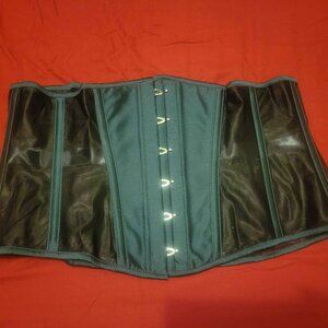 CorsetStory Green Taffeta and Mesh Underbust Corset